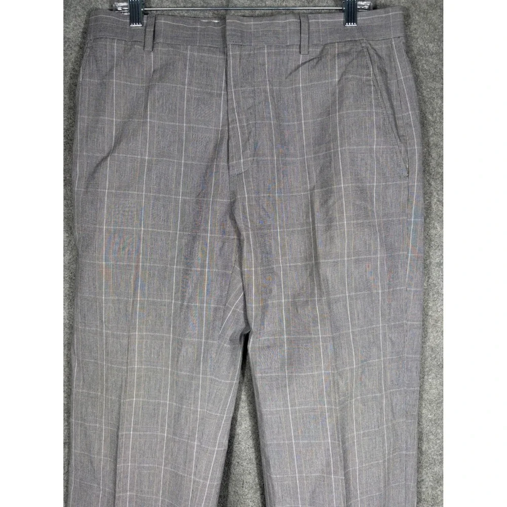 Banana Republic Modern Fit Mens 34x30 Gray Plaid Cotton‎ Dress Pants 632363-01